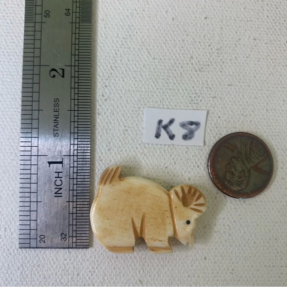Hand Carved Ram Sheep Bone Bead Native American Style Mini Fetish Animal 1.3 VTG